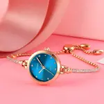 SKMEI 1805 Premium Bracelet Style Stainless Steel Women's Watch – Dial Color: Blue, Strap Color: Gold  – Thumbnail 2