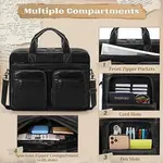 RAINSMORE 15.6 Inch Men PU Vegan Leather Waterproof Office Work Bag – Color: Black – Thumbnail 2