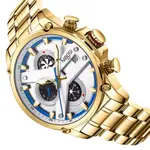 Nibosi 2513 High-Quality Stainless Steel Chronograph Men's Watch – Dial Color: White, Strap Color: Gold – Thumbnail 3