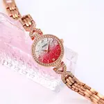 SKMEI 1738 Iced Elegant Round Dial Diamond Rhinestone Bracelet Design Women Watch – Dial Color: Red, Strap Color:  Brown  – Thumbnail 2