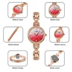 SKMEI 1738 Iced Elegant Round Dial Diamond Rhinestone Bracelet Design Women Watch – Dial Color: Red, Strap Color:  Brown  – Thumbnail 3