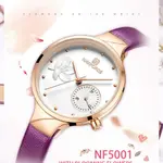 NAVIFORCE NF5001 PU Leather Sub-Dial Chronograph Watch For Women – Dial Color: White, Strap Color: Pink – Thumbnail 2