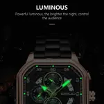 CRRJU 2314 Stainless Steel Square Dial Quartz Luxury Fashion Men's Watch – Dial Color: Rose Gold, Strap Color: Black – Thumbnail 4