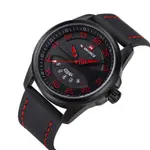 Naviforce NF9124 Luxury Leather Strap Quartz Analog Casual Style Fashion Men's Watch – Dial Color: Red, Strap Color: Black – Thumbnail 3
