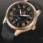 Naviforce NF9126 Luxury Genuine Leather Strap Casual Fashion Men's Watch – Dial Color: Gold, Strap Color: Black – Thumbnail 3