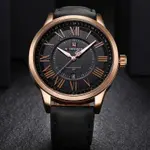 Naviforce NF9126 Luxury Genuine Leather Strap Casual Fashion Men's Watch – Dial Color: Gold, Strap Color: Black – Thumbnail 5