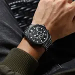 Nibosi 2512 High Quality Stainless Steel & Multifunction Chronograph Men's Watch – Dial Color: Black, Strap Color: Black – Thumbnail 4