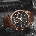 Naviforce NF9148 Custom Luxury Leather Strap Quartz Casual Men's Watch – Dial Color: Rose Gold, Strap Color:  Brown  – Thumbnail 4