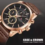 Naviforce NF9148 Custom Luxury Leather Strap Quartz Casual Men's Watch – Dial Color: Rose Gold, Strap Color:  Brown  – Thumbnail 6