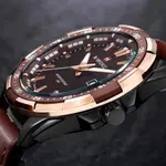 Naviforce NF9056 Comfortable Genuine Leather Strap Quartz Men' Fashion Watch  – Dial Color: Gold, Strap Color:  Brown  – Thumbnail 3