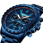 Nibosi 2505 High Quality Stainless Steel Fashionable Men's Watch – Dial Color: Blue, Strap Color: Blue – Thumbnail 2