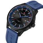 Naviforce NF9248T Waterproof Comfortable Silicone Strap Quartz Sports Men's Watch – Dial Color: Black, Strap Color: Blue – Thumbnail 3