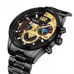 NIBOSI 2397 Luxury Stainless Steel Analog Men's Watch – Dial Color: Black Gold, Strap Color: Black – Thumbnail 2