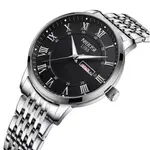 Nibosi 2569 Roman Number With Stainless Steel Analog Men's Watch – Dial Color: Black, Strap Color: White – Thumbnail 2