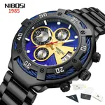 Nibosi 2577 Multifunctional Stainless Steel Fashionable Chronograph Analog Men's Watch – Dial Color: Purple, Strap Color: Black – Thumbnail 3