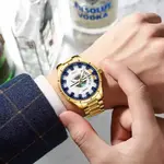 Nibosi 2383 Multifunctional Stainless Steel Fashionable Chronograph Analog Men's Watch – Dial Color: White, Strap Color: Gold – Thumbnail 4
