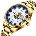 Nibosi 2383 Multifunctional Stainless Steel Fashionable Chronograph Analog Men's Watch – Dial Color: White, Strap Color: Gold – Thumbnail 2
