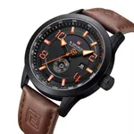 NAVIFORCE NF9229 Youth Retro Fashion Luminous Quartz Men's Watch – Dial Color: Orange, Strap Color:  Brown  – Thumbnail 2