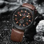 NAVIFORCE NF9229 Youth Retro Fashion Luminous Quartz Men's Watch – Dial Color: Orange, Strap Color:  Brown  – Thumbnail 3