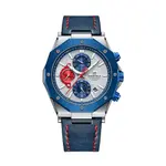 Naviforce NF8028 Luxury Genuine Leather Straps Chronograph Sports Men's Watch – Dial Color: White, Strap Color: Blue – Thumbnail 1