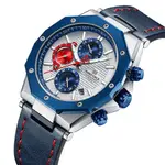 Naviforce NF8028 Luxury Genuine Leather Straps Chronograph Sports Men's Watch – Dial Color: White, Strap Color: Blue – Thumbnail 2