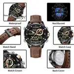 Naviforce NF9208 Genuine Leather Dual Display Luxury Fashion Men's Watch – Dial Color: Black, Strap Color:  Brown  – Thumbnail 6