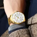  Curren 8366 Authentic Stainless Steel Analog Men's Watch  – Dial Color: White, Strap Color: Gold – Thumbnail 2