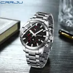 CRRJU 2296 High Quality Stainless Steel Multifunctional Analog Quartz Classic Men's Watch – Dial Color: Red, Strap Color: Black – Thumbnail 3