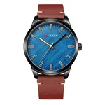 Curren 8386 Genuine Leather Strap Quartz Analog Fashion Men’s Watch – Dial Color: Blue, Strap Color: Rose – Thumbnail 1