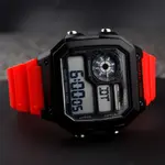 SKMEI 1299 Digital Multifunctional Silicone Strap Sporty Men's Watch – Dial Color: Black, Strap Color: Red – Thumbnail 5