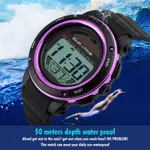 SKMEI 1096 Solar Powered Digital Sporty PU Leather Men's Watch – Dial Color: Black, Strap Color: Pink – Thumbnail 3
