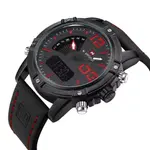 Naviforce NF9095 Comfortable Leather Strap Dual Movement Multi-Functional Fashion Men's Watch – Dial Color: Red, Strap Color: Black – Thumbnail 2