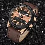 NAVIFORCE 9114 Waterproof Trendy Quartz Movement Men's Watch – Dial Color: Rose, Strap Color:  Brown  – Thumbnail 3