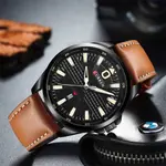  Curren 8379 Genuine Leather Strap Quartz Comfortable Men's Watch  – Dial Color: Black, Strap Color:  Brown  – Thumbnail 2