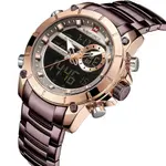 Naviforce NF9163 Stainless Steel Dual Movement Military Sport Men's Watch – Dial Color: Rose Gold, Strap Color: Maroon – Thumbnail 2