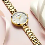 Curren 9051 Stainless Steel Waterproof Watch For Women – Dial Color: White, Strap Color: Gold  – Thumbnail 2