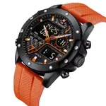 Naviforce NF9221 Lavish Silicon Rubber  Dual Time Quartz  Classic Men's Watch – Dial Color: Black, Strap Color: Orange – Thumbnail 3