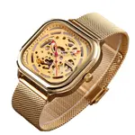 SKMEI 9184 Automatic Mechanical Stainless Steel Men's Watch – Dial Color: Gold, Strap Color: Gold  – Thumbnail 2
