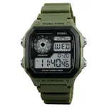 SKMEI 1299 Digital Multifunctional Silicone Strap Sporty Men's Watch – Dial Color: Black, Strap Color: Green  – Thumbnail 1