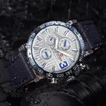 NAVIFORCE 9137 Sports Leather Wrist Strap Analog Quartz Men’s Watch – Dial Color: Silver, Strap Color: Blue – Thumbnail 4