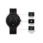 CRRJU 2162 Ultrathin Mesh Stainless Steel Band Business Fashion Men’s Watch – Dial Color: Black, Strap Color: Blue – Thumbnail 3