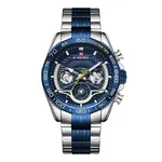 NAVIFORCE NF9185 Stainless Steel Chronograph Men's Watch – Dial Color: Blue, Strap Color: Silver – Thumbnail 1