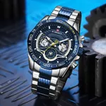 NAVIFORCE NF9185 Stainless Steel Chronograph Men's Watch – Dial Color: Blue, Strap Color: Silver – Thumbnail 3
