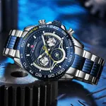 NAVIFORCE NF9185 Stainless Steel Chronograph Men's Watch – Dial Color: Blue, Strap Color: Silver – Thumbnail 4