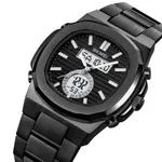 Skmei 2279 Dual Time Stainless Steel Digital Men's Watch – Dial Color: Black, Strap Color: Black – Thumbnail 2