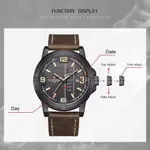 Naviforce NF9177 Top Quality Leather Strap Creative Calendar Unique Fashion Men's Watch – Dial Color: Black, Strap Color:  Brown  – Thumbnail 5