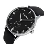SKMEI 9083 Analog PU Leather Strap Quartz Men's Watch – Dial Color: Black, Strap Color: Black – Thumbnail 2