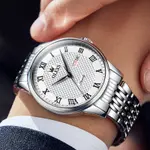 OLEVS 5562 Business Stainless Steel Waterproof Analog Quartz Men's Watch – Dial Color: White, Strap Color: Silver – Thumbnail 2