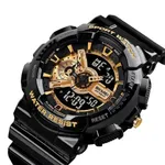 SKMEI 1688 Fashion Sport Waterproof Rubber Analog Digital Men's Watch – Dial Color: Gold, Strap Color: Black – Thumbnail 2