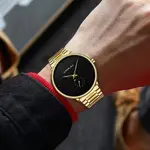 CRRJU 2150 Luxury Stainless Steel Slim Mesh Band Casual Men’s Watch – Dial Color: Black, Strap Color: Gold  – Thumbnail 4